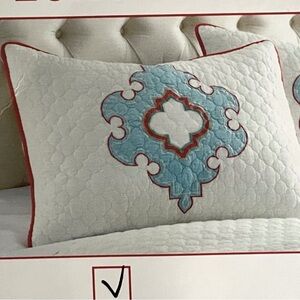 Embroidered Cotton Sham Set of 2, Standard Size with Ties on the Back